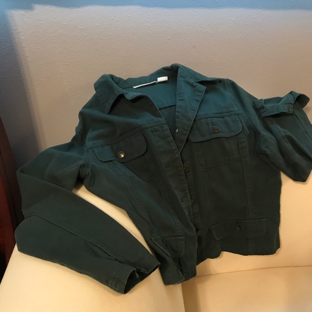 Hunter green lightweight denim jacket